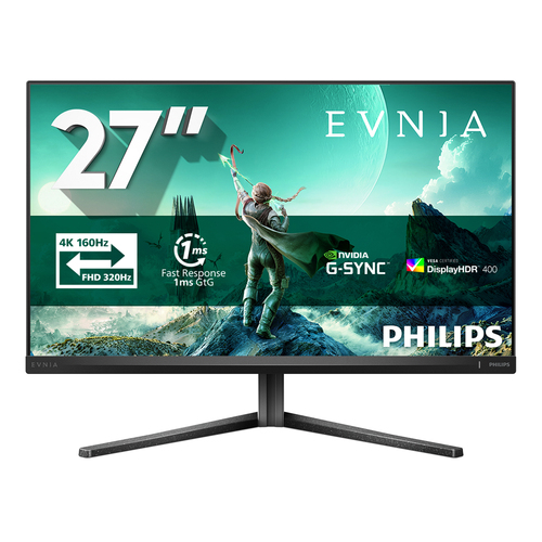 Philips Evnia 3000 27M2N3800A - Écran LED - jeux - 27" - 3840 x 2160 4K UHD (2160p) @ 320 Hz - Fast IPS - 450 cd/m² - 1000:1 - DisplayHDR 400 - 0.5 ms - 2xHDMI, DisplayPort - haut-parleurs - Charbon 