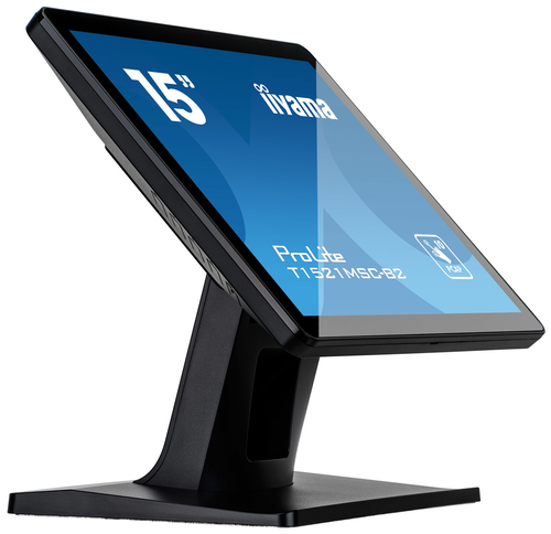 iiyama ProLite T1521MSC-B2 - Écran LED - 15" - écran tactile - 1024 x 768 - TN - 370 cd/m² - 800:1 - 8 ms - HDMI, VGA - haut-parleurs - noir mat 