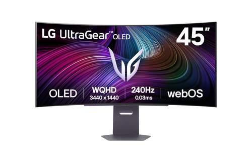LG UltraGear 45GX90SA-B - Moniteur OLED - jeux - incurvé - 45" (44.5" visualisable) - 3440 x 1440 UWQHD @ 240 Hz - 1300 cd/m² - 1500000:1 - DisplayHDR 400 True Black - 0.03 ms - 2xHDMI, DisplayPort, USB-C - haut-parleurs - noir 