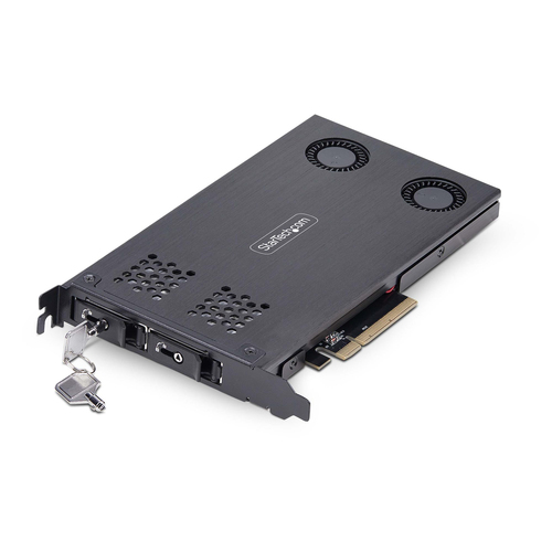 StarTech.com Dual-Bay M.2 NVMe SSD Removable Mobile Rack for PCIe x8 Slot - Adaptateur d'interface - M.2 - M.2 NVMe Card / PCIe (NVMe) - PCIe 4.0 x8 - noir