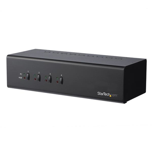 StarTech.com Commutateur écran clavier souris USB à double affichage DVI - Switch KVM pour écran PC à 4 ports avec hub USB 3.0 intégré - Commutateur écran-clavier-souris/audio/USB - 4 x KVM / audio / USB - Conformité TAA 