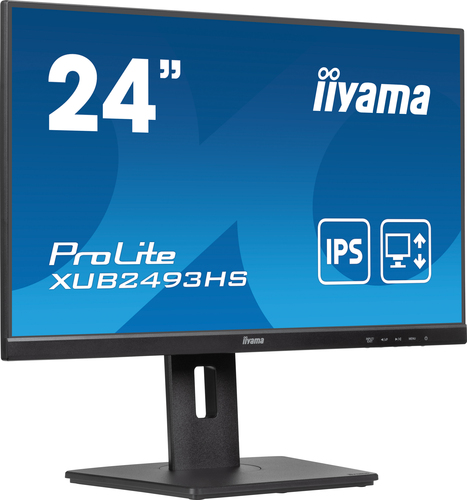 iiyama ProLite XUB2493HS-B6 - Écran LED - 24" (23.8" visualisable) - 1920 x 1080 Full HD (1080p) @ 100 Hz - IPS - 250 cd/m² - 1300:1 - 0.5 ms - HDMI, DisplayPort - haut-parleurs - noir, mat 