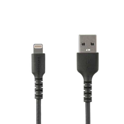 StarTech.com Câble USB-A vers Lightning Noir Robuste 1m - Câble de Charge/Synchronisation de Type A vers Lightning en Fibre Aramide -  iPad/iPhone 12 - Certifié Apple MFi (RUSBLTMM1MB) - Câble Lightning - USB mâle droit pour Lightning mâle droit - 1 m - d 