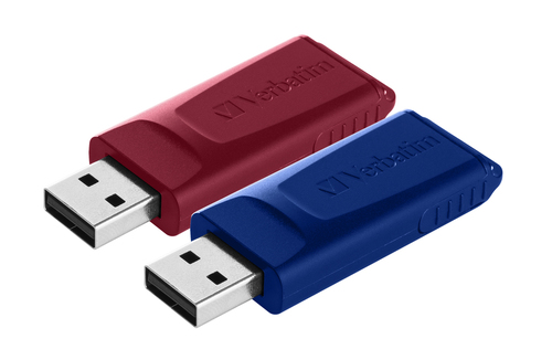Verbatim Slider - Clé USB - 32 Go - USB 2.0 - bleu, rouge (pack de 2) 