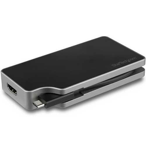 StarTech.com Adaptateur multiport AV numérique USB-C - VGA / DVI / HDMI / mDP - PD 95 W - Câble intégré - Gris sidéral (CDPVDHMDPDP) - Adaptateur vidéo externe - USB-C - DVI, HDMI, Mini DisplayPort, VGA - gris sidéral 