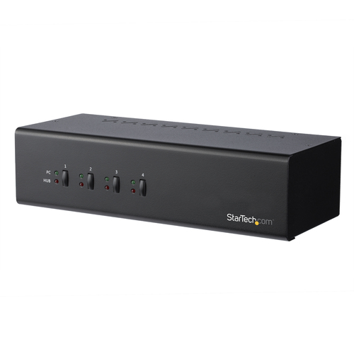 StarTech.com KVM switch écran clavier souris USB à 4 ports Dual-Link DVI avec hub USB 3.0 - Commutateur KVM DVI conforme aux exigences TAA - Commutateur écran-clavier-souris/audio/USB - de bureau - Conformité TAA