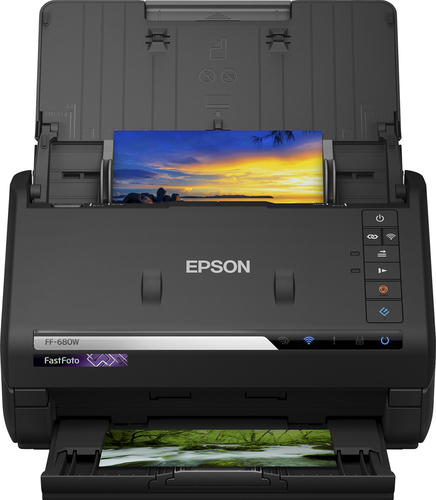 Epson FastFoto FF-680W - Scanner de documents - Capteur d'images de contact (CIS) - Recto-verso - A4 - 600 dpi x 600 dpi - jusqu'à 45 ppm (mono) / jusqu'à 45 ppm (couleur) - Chargeur automatique de documents (100 feuilles) - USB 3.0, Wi-Fi(n) 