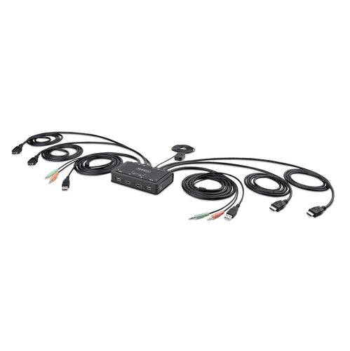 StarTech.com Switch KVM 2 Ports avec Câble HDMI/4K60Hz, Commutateur KVM - Commutateur écran-clavier-souris/audio/USB - compact - 2 x KVM / audio / USB - 1 utilisateur local - de bureau 