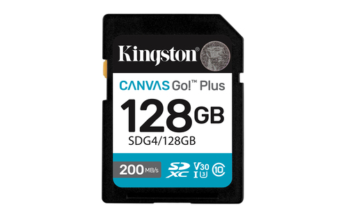 Kingston Canvas Go! Plus - Carte mémoire flash - 128 Go - Video Class V30 / UHS-I U3 / Class10 - SDXC UHS-I 