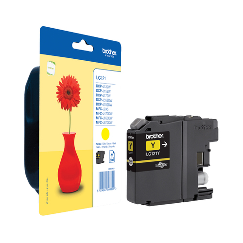 Brother LC121Y - Jaune - original - blister - cartouche d'encre - pour Brother DCP-J100, DCP-J105, DCP-J132W, DCP-J552DW, DCP-J752DW 