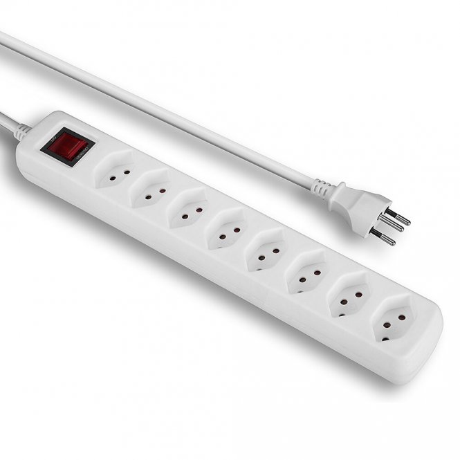 Lindy Multiprise 8 prises Suisse avec interrupteur, blanc 