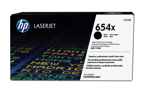 HP 654X - à rendement élevé - noir - original - LaserJet - cartouche de toner  (Unitaire) 