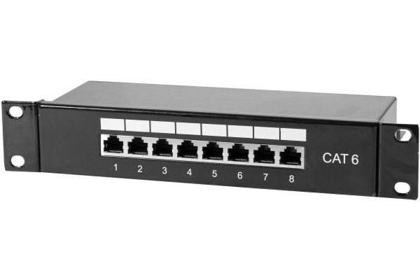 Panneau de brassage 10" 1U 8 ports CAT6 STP 