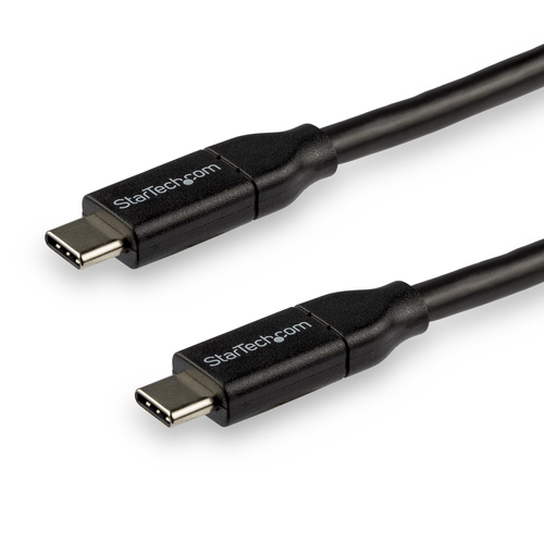 StarTech Câble USB-C vers USB-C avec Power Delivery 5A de 3 m - Cordon USB 2.0 Type-C certifié USB-IF - Noir - Câble USB - USB-C (M) pour USB-C (M) - Thunderbolt 3 / USB 2.0 - 5 A - 3 m - noir