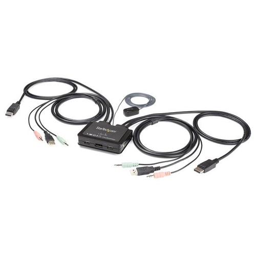 Grâce au câble commutateurKVM à 2ports DisplayPort® 4K 60Hz SV211DPUA4K avec contrôle de commutation audio et à distance, vous pouvez contrôler deuxordinateurs DisplayPort équipés d"un portUSB avec un seul écran, un clavier, une souris et un jeu de périp