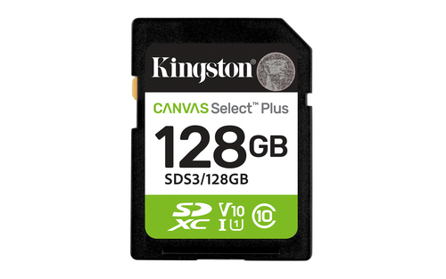 Kingston Canvas Select Plus - Carte mémoire flash - 128 Go - Video Class V10 / UHS-I U1 / Class10 - SDXC UHS-I 