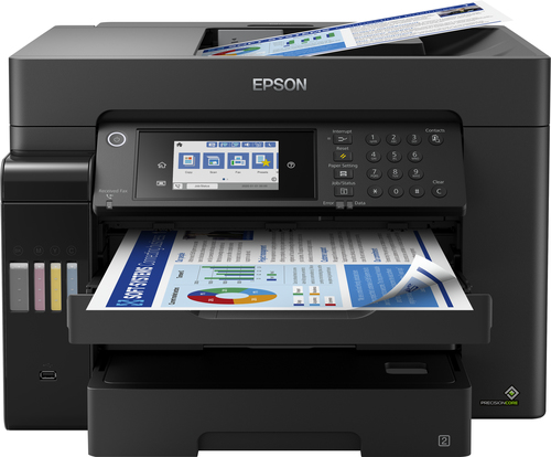 Epson EcoTank ET-16655 - Imprimante multifonctions - couleur - jet d'encre - ITS - A3 (support) - jusqu'à 25 ppm (impression) - 550 feuilles - 33.6 Kbits/s - USB, LAN, Wi-Fi, hôte USB - noir