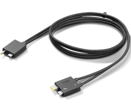 Lenovo Split Cable - Câble Thunderbolt - USB-C/jack d'alimentation CC pour USB-C, Slim Tip - Thunderbolt 3 - 1.5 m - noir - pour ThinkPad P1 Gen 3, P15 Gen 1, P17 Gen 1, T15g Gen 1, X1 Carbon Gen 8, X1 Extreme Gen 3 