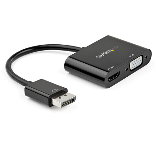 Startech Adaptateur DP/HDMI 4K 60Hz VGA - Multiport Actif Écran M/F - Adaptateur vidéo - DisplayPort mâle pour HD-15 (VGA), HDMI femelle - 23.2 cm - noir - support 4K 