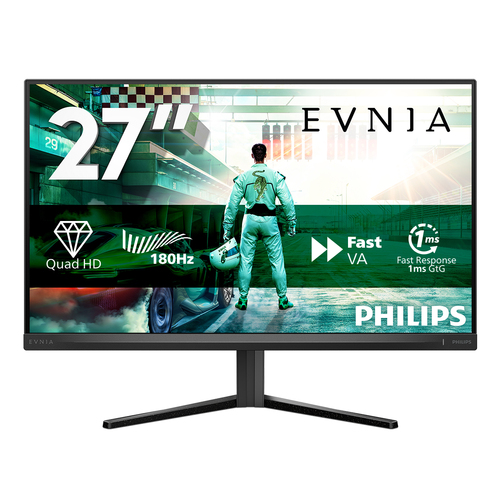 Philips Evnia 3000 27M2N3500NL - Écran LED - jeux - 27" - 2560 x 1440 QHD @ 180 Hz - VA - 300 cd/m² - 5000:1 - HDR10 - 0.5 ms - 2xHDMI, DisplayPort - Charbon 