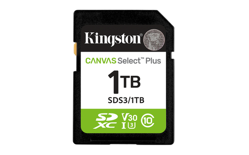 Kingston Canvas Select Plus - Carte mémoire flash - 1 To - Video Class V30 / UHS-I U3 / Class10 - SDXC UHS-I 