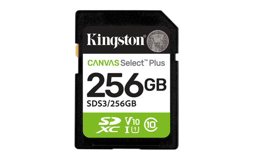 Kingston Canvas Select Plus - Carte mémoire flash - 256 Go - Video Class V10 / UHS-I U1 / Class10 - SDXC UHS-I 