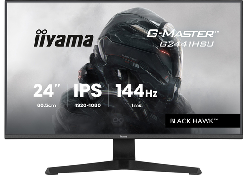 iiyama G-MASTER Black Hawk G2441HSU-B1 - Écran LED - jeux - 24" - 1920 x 1080 Full HD (1080p) @ 144 Hz - IPS - 350 cd/m² - 1500:1 - 1 ms - HDMI, DisplayPort - haut-parleurs - noir mat 