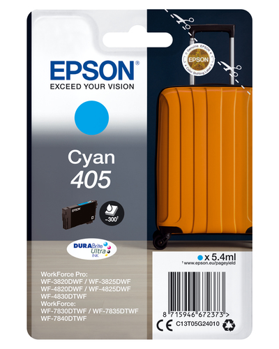Epson 405 - 5.4 ml - cyan - original - emballage coque avec alarme radioélectrique/ acoustique - cartouche d'encre - pour WorkForce WF-7310, 7830, 7835, 7840, WorkForce Pro WF-3820, 3825, 4820, 4825, 4830 