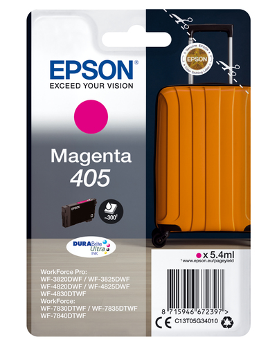 Epson 405 - 5.4 ml - magenta - original - emballage coque avec alarme radioélectrique/ acoustique - cartouche d'encre - pour WorkForce WF-7310, 7830, 7835, 7840, WorkForce Pro WF-3820, 3825, 4820, 4825, 4830 