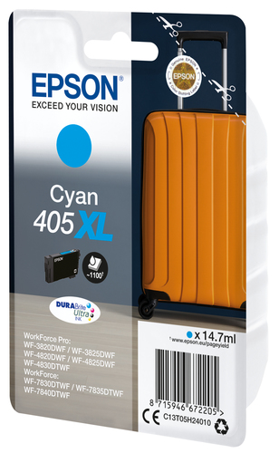 Epson 405XL - 14.7 ml - cyan - original - cartouche d'encre - pour WorkForce WF-7310, 7830, 7835, 7840, WorkForce Pro WF-3820, 3825, 4820, 4825, 4830, 7840