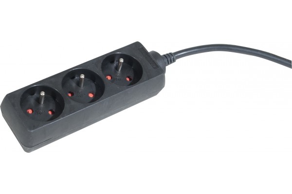 DEXLAN Multiprise 3 prises sans interrupteur noire - 4 m 