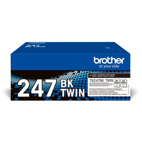 Brother TN247BK TWIN - Pack de 2 - à rendement élevé - noir - original - cartouche de toner - pour Brother DCP-L3510CDW, DCP-L3517CDW, DCP-L3550DW, MFC-L3730CDN 