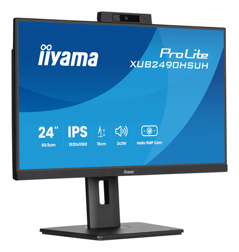 iiyama ProLite XUB2490HSUH-B2 - Écran LED - 24" (23.8" visualisable) - 1920 x 1080 Full HD (1080p) @ 100 Hz - IPS - 250 cd/m² - 1300:1 - 4 ms - HDMI, DisplayPort - haut-parleurs - noir, mat 