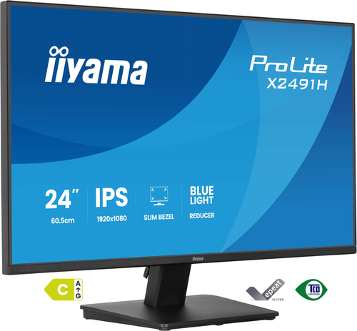 iiyama ProLite X2491H-B1 - Écran LED - 24" (23.8" visualisable) - 1920 x 1080 Full HD (1080p) @ 120 Hz - IPS - 350 cd/m² - 1500:1 - 1 ms - HDMI, DisplayPort - noir, mat 