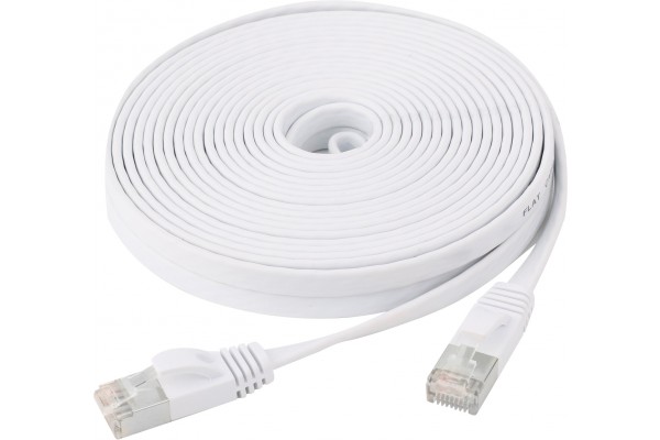 Cordon RJ45 plat catégorie 6 U/FTP snagless blanc - 1 m 