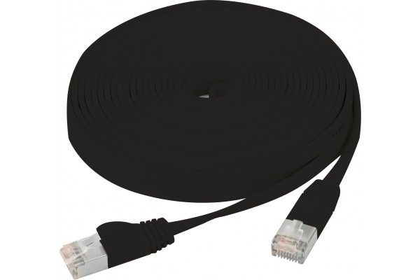 Cordon RJ45 plat catégorie 6 U/FTP snagless noir - 1 m 