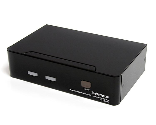 StarTech.com Switch KVM USB DVI à 2 ports - Commutateur écran clavier souris DVI avec audio et hub USB 2.0 - 1920x1200 - Commutateur écran-clavier-souris/audio/USB - 2 x KVM / audio / USB - 1 utilisateur local - de bureau - pour P/N: IM12D1500P, SVA12M2NE 