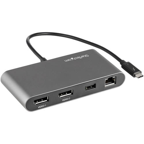 StarTech.com Mini Dock Thunderbolt 3 - Station d'Accueil TB3 à Double Écran - DisplayPort 4K 60Hz - 1x USB-A (3.2) & GbE - Câble 28cm - Adaptateur Multiport pour PC Portable - Mac/Windows (TB3DKM2DPL) - Station d'accueil - Thunderbolt 3 - 2 x DP - 1GbE -  