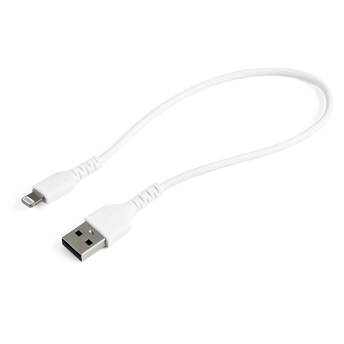 Startech Câble USB-A vers Lightning Blanc Robuste 30cm - Câble de Charge/Synchronisation de Type A vers Lightning en Fibre Aramide -  iPad/iPhone 12 - Certifié Apple MFi (RUSBLTMM30CMW) - Câble Lightning - USB mâle pour Lightning mâle - 30 cm - blanc - di 