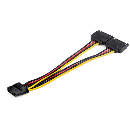 StarTech.com Répartiteur d'adaptateur alimentation - Câble LP4 à 4 broches vers Y double périphérique SATA - Gaine PVC - Fil 18 AWG - Adaptateur secteur - alimentation SATA (M) pour alimentation interne 4 plots (F) - 5 - 12 V - 9 A - 19.1 cm 