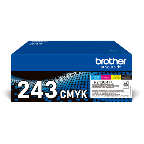 Brother TN243CMYK Value Pack - Pack de 4 - noir, jaune, cyan, magenta - original - cartouche de toner - pour Brother DCP-L3510CDW, DCP-L3517CDW, DCP-L3550CDW, DCP-L3550DW, MFC-L3730CDN 