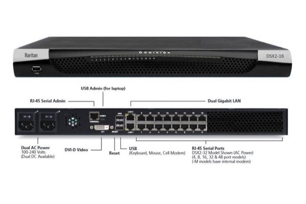 RARITAN DSX2-16 Console Serveur 16 ports série dual-Power AC/Gigabit 