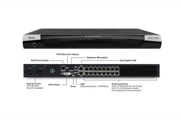 RARITAN DSX2-16M Console Serveur 16 ports série dual-Power AC/Gigabit + modem 