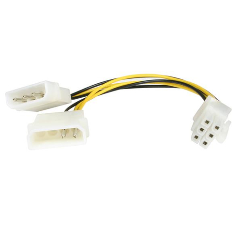StarTech.com Câble adaptateur d'alimentation LP4 Molex vers carte graphique PCI Express 6 broches de 15 cm - 2x LP4 vers PCIe 6 pin - M/M - Adaptateur secteur - alimentation interne 4 plots (M) pour Alimentation PCIe de 6 broches (M) - 15.2 cm - pour P/N: 