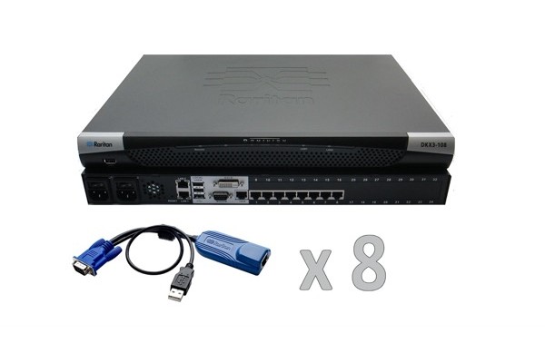 RARITAN DKX3-108 Switch KVM IP Cat5 8p. 1 local/ 1 distant + 8 modules VGA/USB 