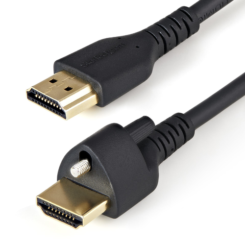 Startech Câble HDMI 1m avec Vis de Fixation - 4K 60Hz HDR - Câble Écran High Speed HDMI 2.0 - Connecteur Vérouillé par Vis pour Connection Optimale - Câble HDMI avec Ethernet - M/M (HDMM1MLS) - Premium High speed - câble HDMI avec Ethernet - HDMI mâle pou 