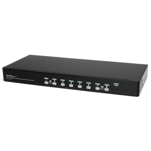 StarTech.com 8 Port 1U Rackmount USB KVM Switch Kit with OSD and Cables - Rack mount KVM - VGA KVM Switch - 8 Port KVM Switch (SV831DUSBUK) - Commutateur KVM - 8 x KVM port(s) - 1 utilisateur local - Montable sur rack - pour P/N: RK12OD2, RK3236BKF, RK423