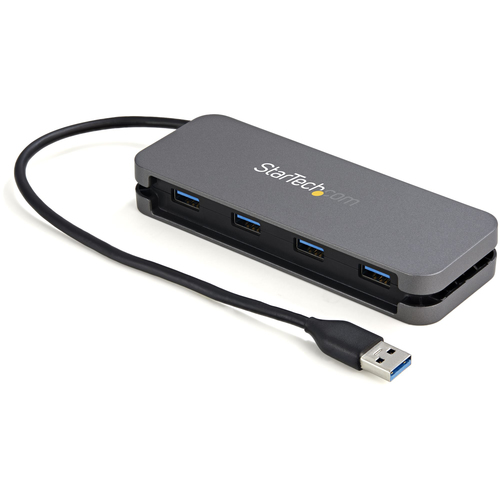 StarTech.com Hub USB 3.0 à 4 Ports - USB-A vers 4x USB-A - Mini Hub USB 3.1 Gen 1 Type-A SuperSpeed 5Gbps - Alimenté par Bus - Concentrateur USB avec Câble 28cm et Gestion des Câbles (HB30AM4AB) - Concentrateur (hub) - 4 x USB 3.2 Gen 1 - de bureau - disp 