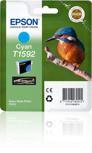 Epson T1592 - 17 ml - cyan - original - blister - cartouche d'encre - pour Stylus Photo R2000 - disponible 15 jours