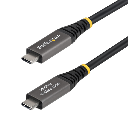StarTech.com - Câble USB - USB-C (M) pour USB-C (M) - USB4 / Thunderbolt / DisplayPort 2.1 - 2 m - actif, support pour 8K60Hz, support pour 4K240Hz, gamme de puissance étendue (EPR), débit de transfert de données jusqu'à 40 Gbps, support pour Power Delive 